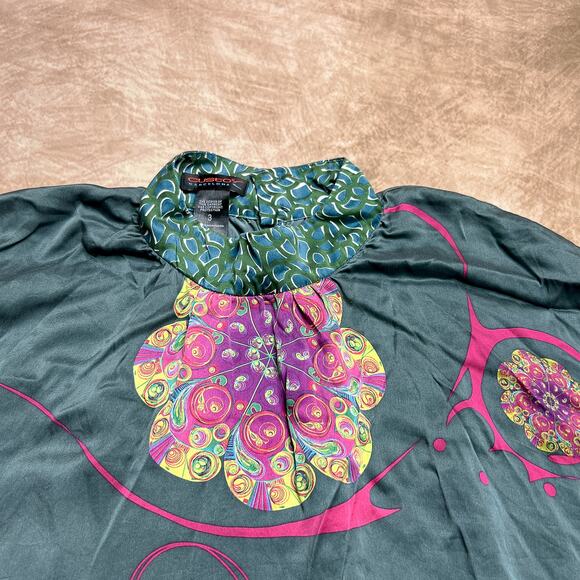Custo Barcelona Dolman Sleeve Loose Flowy Oversized Silk Blouse Mandala Print - Picture 5 of 10